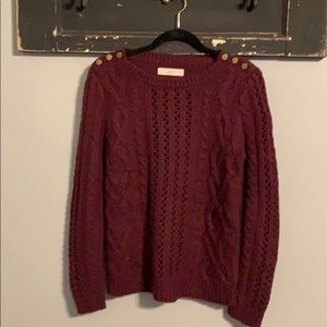 Wine colored Loft  sweater with button detail